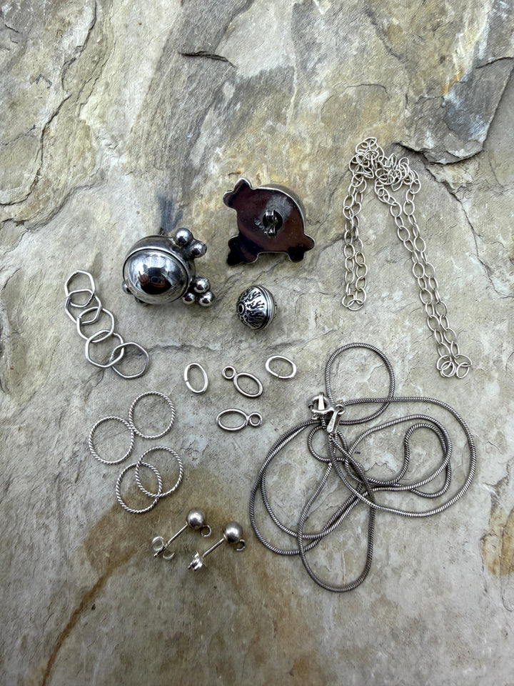 Sterling Silver Scrap LOT with usable components Scrap