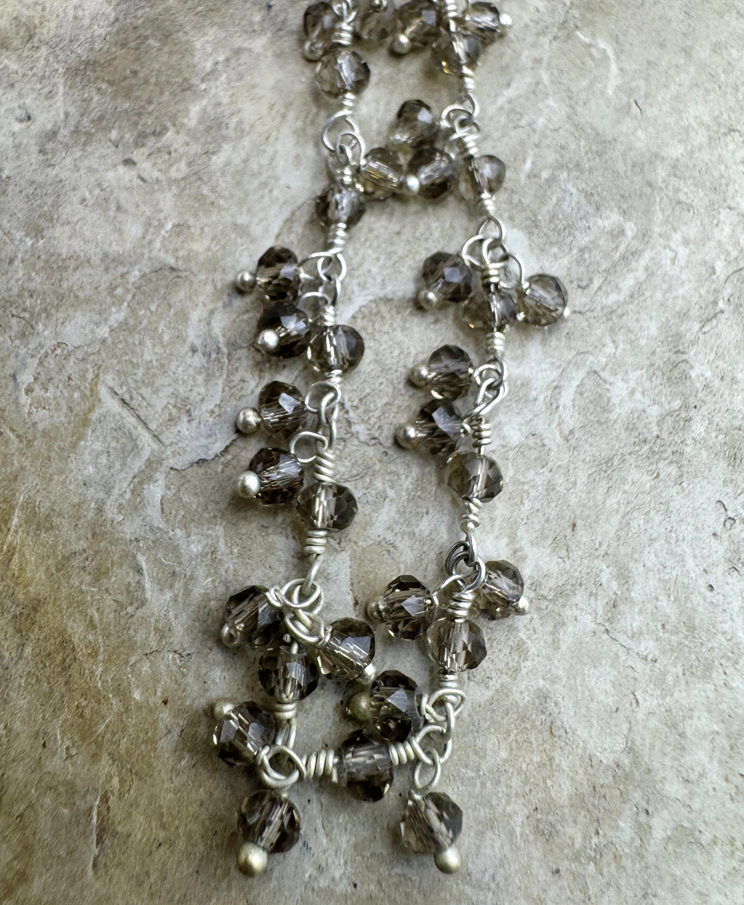 Sterling Silver Handmade Chain with 3mm Smokey Chrystal
