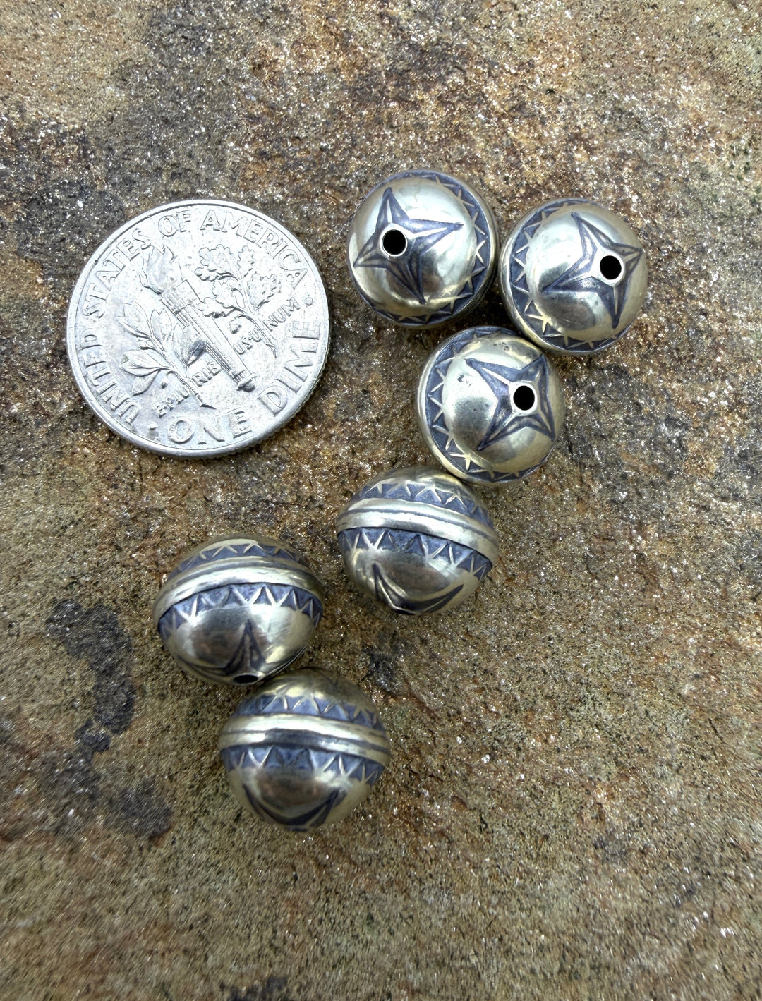 Sterling Silver Handmade Oxidized beads Star Design 10mm