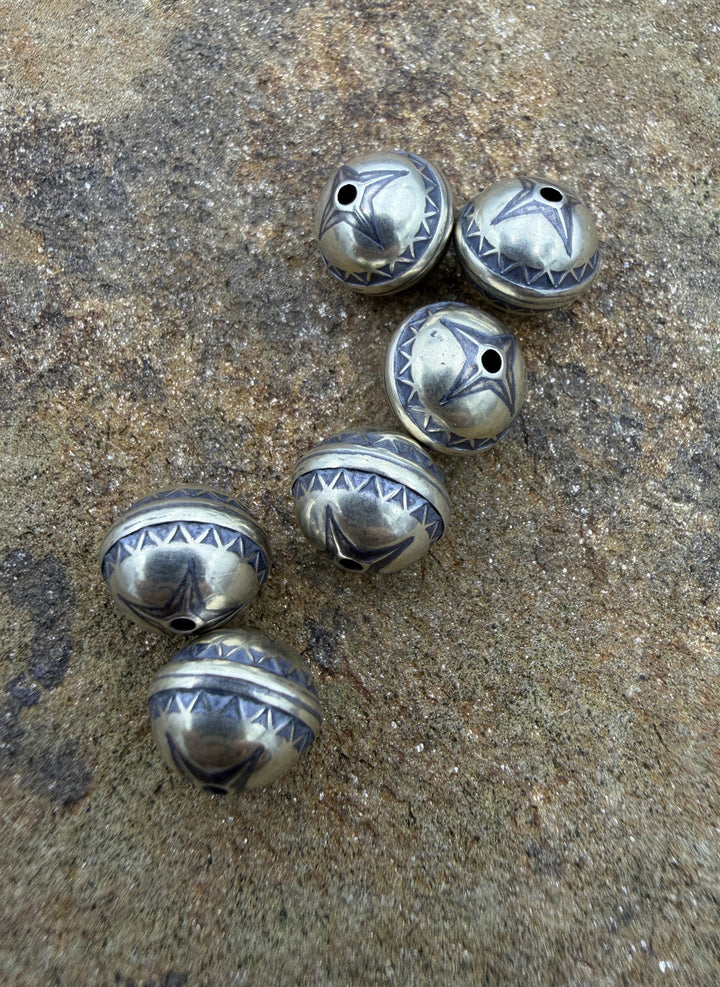 Sterling Silver Handmade Oxidized beads Star Design 10mm