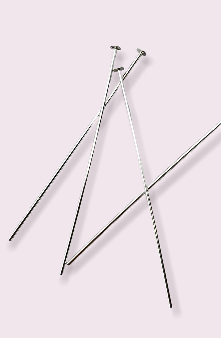Sterling Silver Head Pins Flathead 1.5 inch 22Gauge