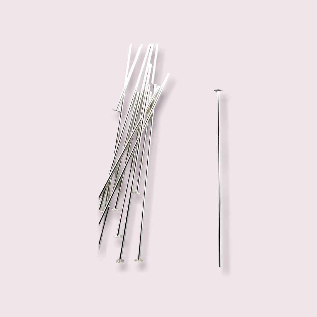 Sterling Silver Head Pins Flathead 1.5 inch 22Gauge