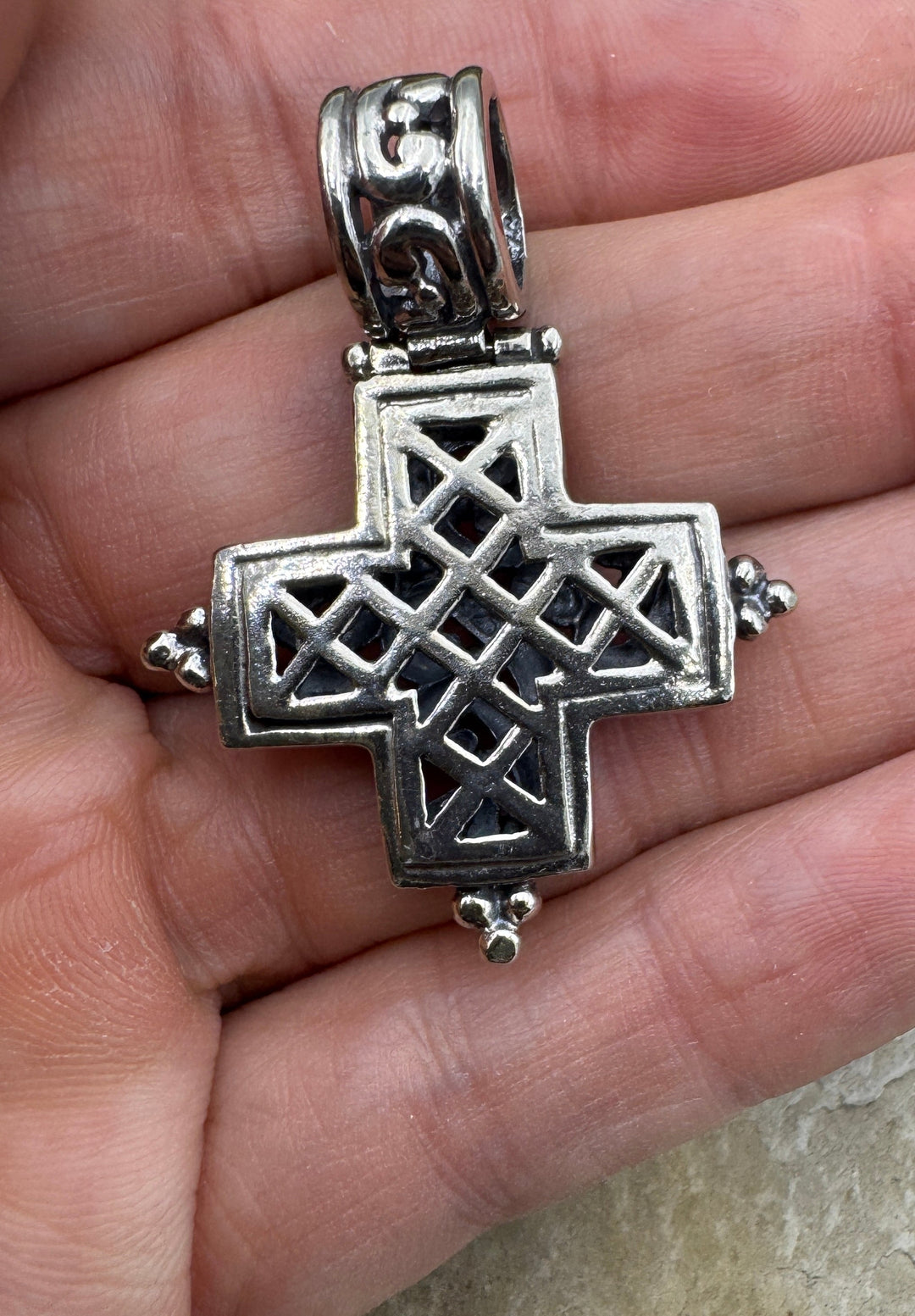 Sterling Silver Heavy Cross Pendant with Large Bail 32x42mm