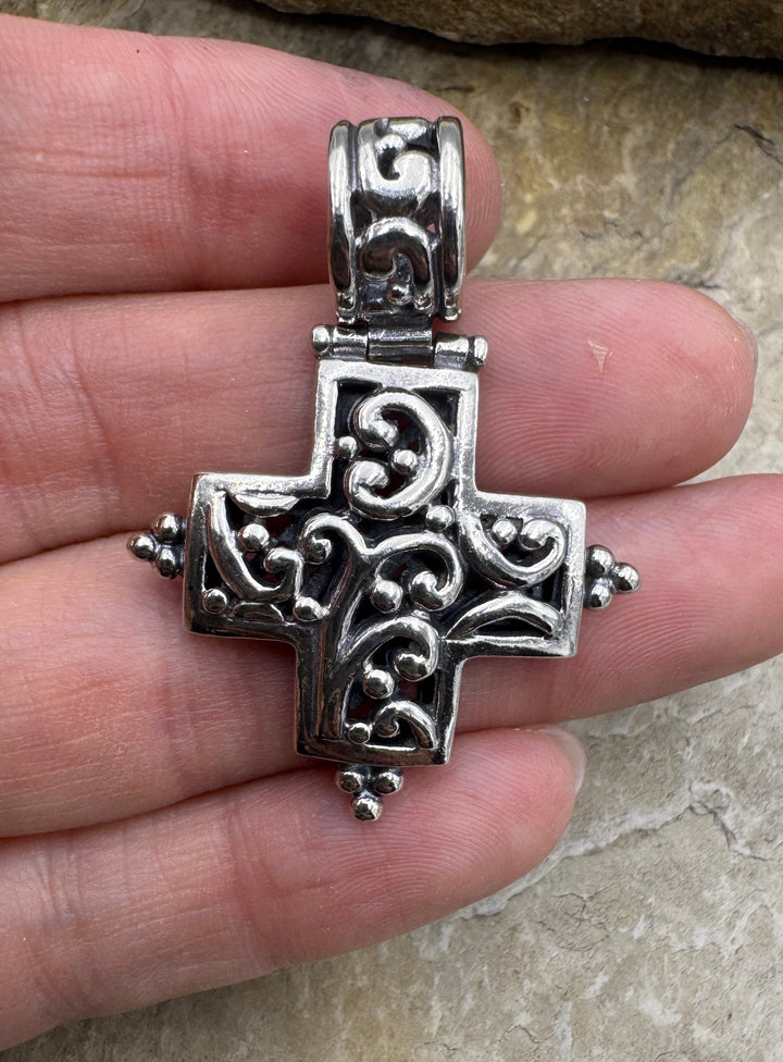 Sterling Silver Heavy Cross Pendant with Large Bail 32x42mm