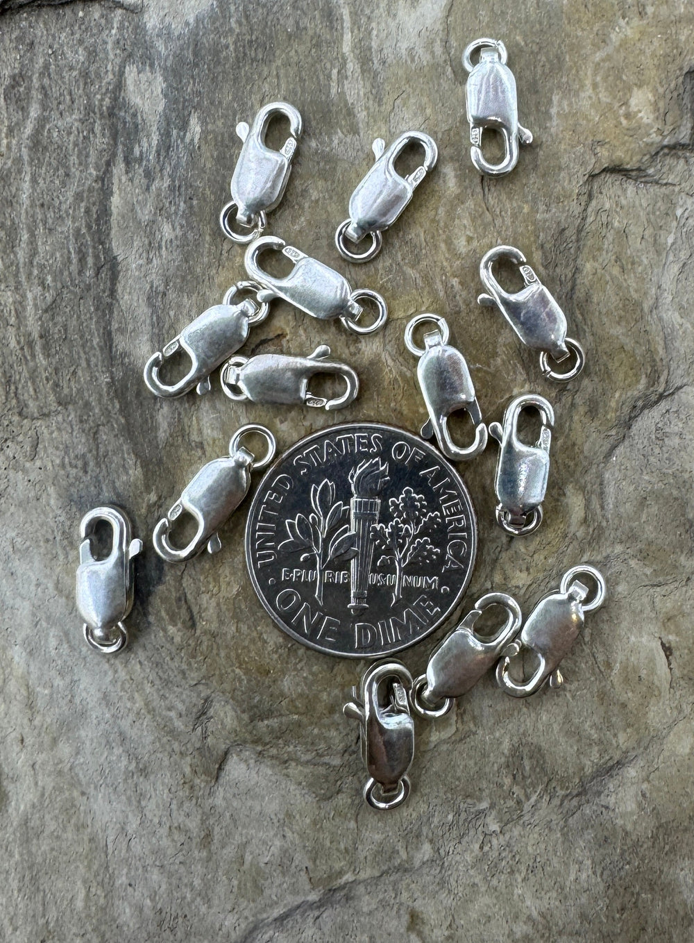 Sterling Silver Lobster Spring Clasp with Jump Ring 4x10mm