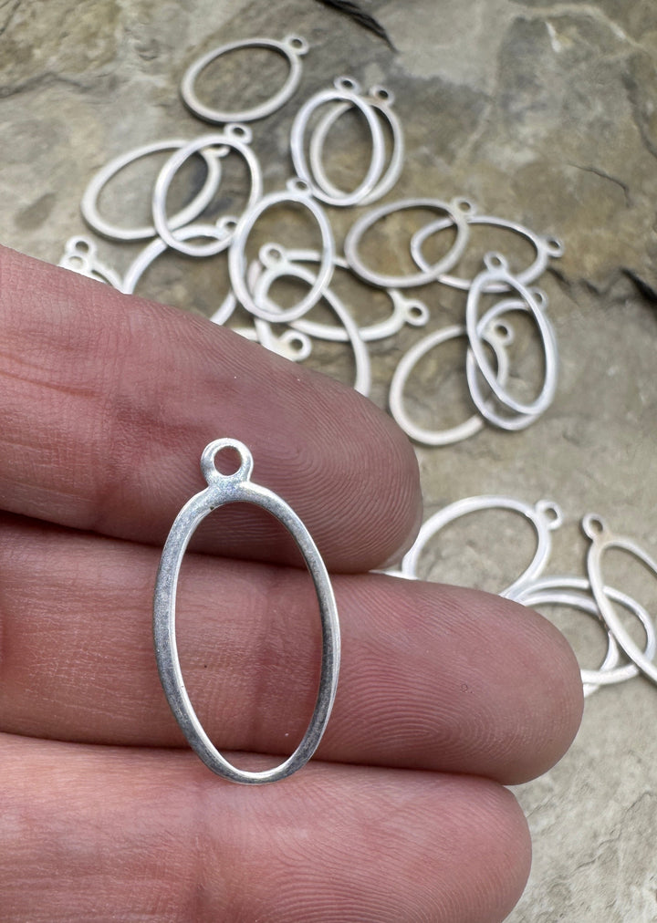 Sterling Silver Oval Charms 12x23mm Package of 2 - Findings