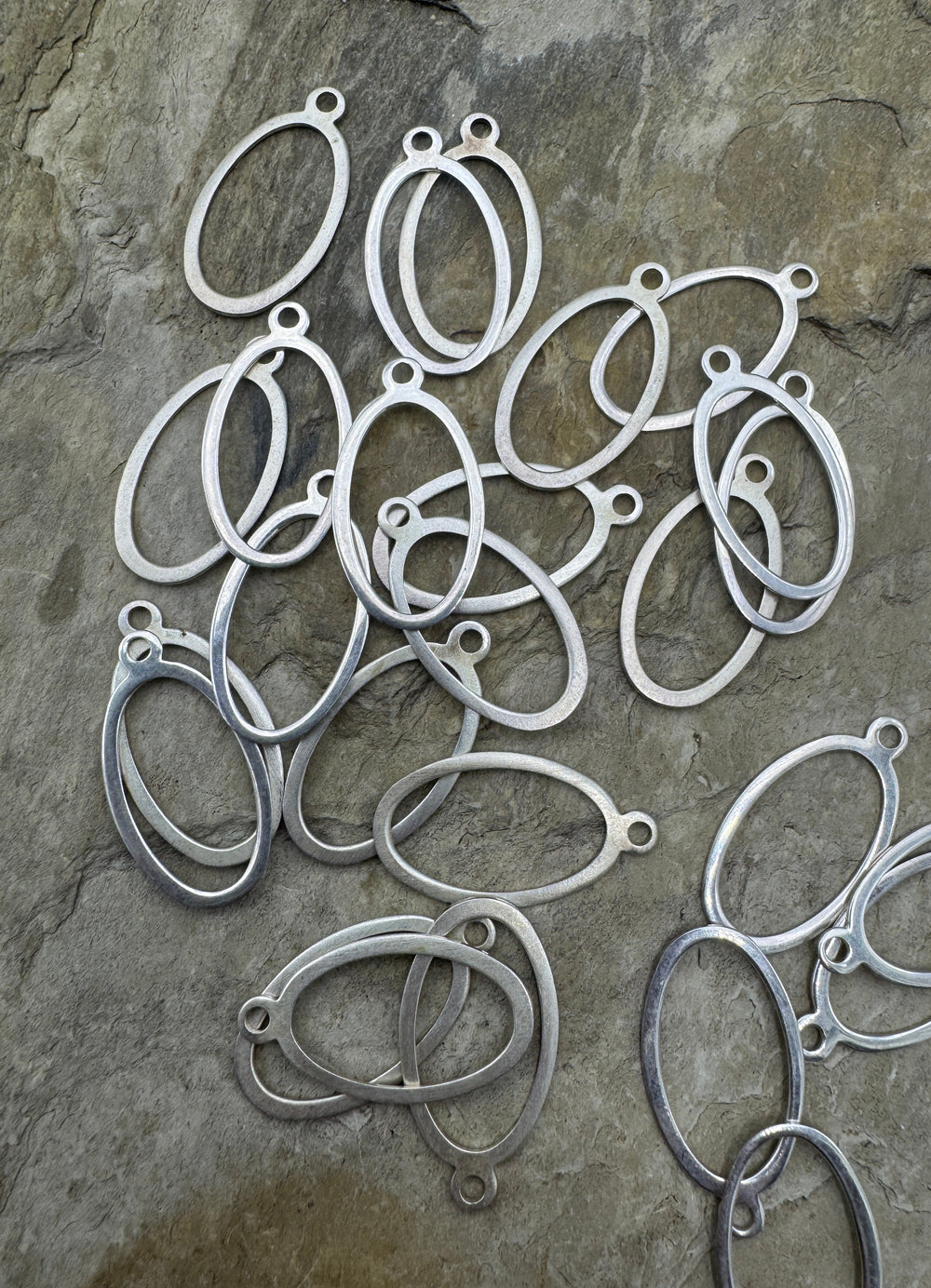 Sterling Silver Oval Charms 12x23mm Package of 2 - Findings