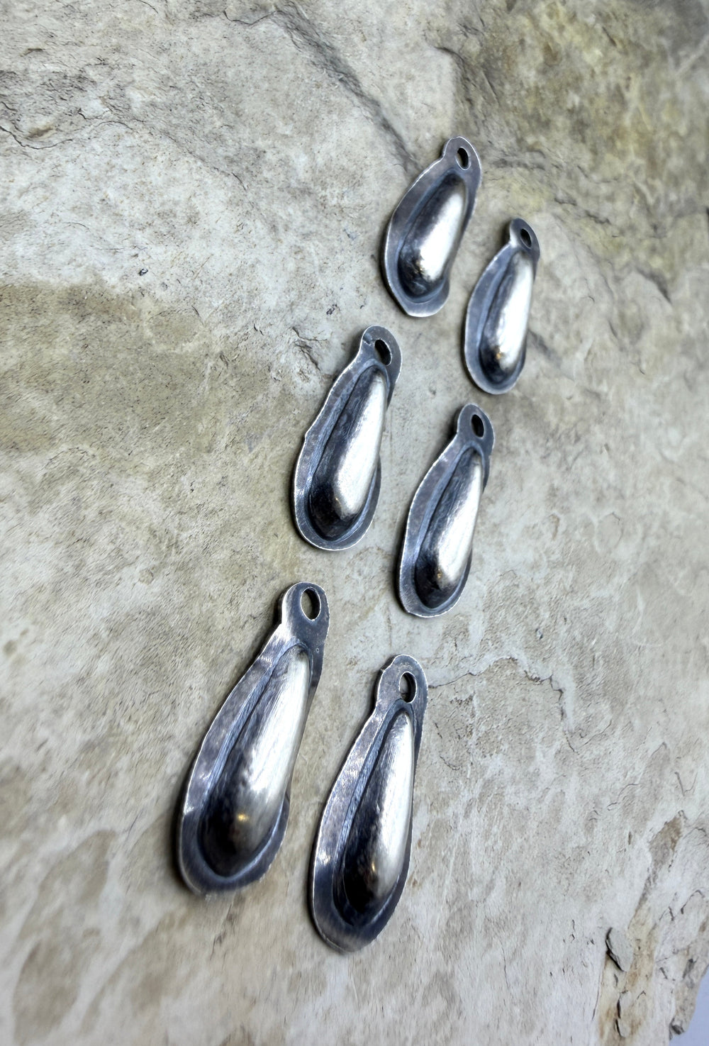 Sterling Silver Oxidized 8x18mm Teardrop Shaped Earring