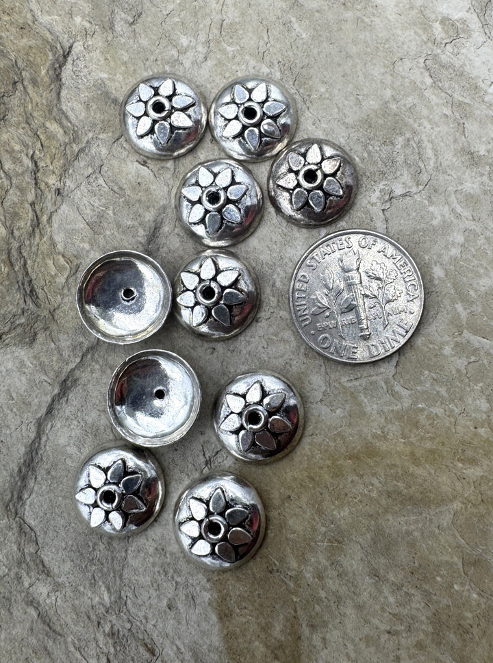 Sterling Silver Oxidized Bead Cap 12mm (Sold Per Package