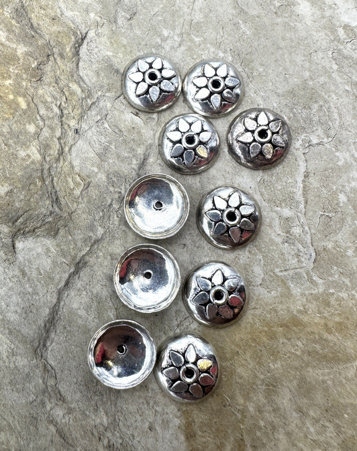 Sterling Silver Oxidized Bead Cap 12mm (Sold Per Package