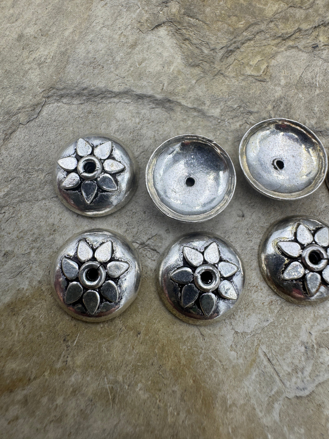 Sterling Silver Oxidized Bead Cap 12mm (Sold Per Package