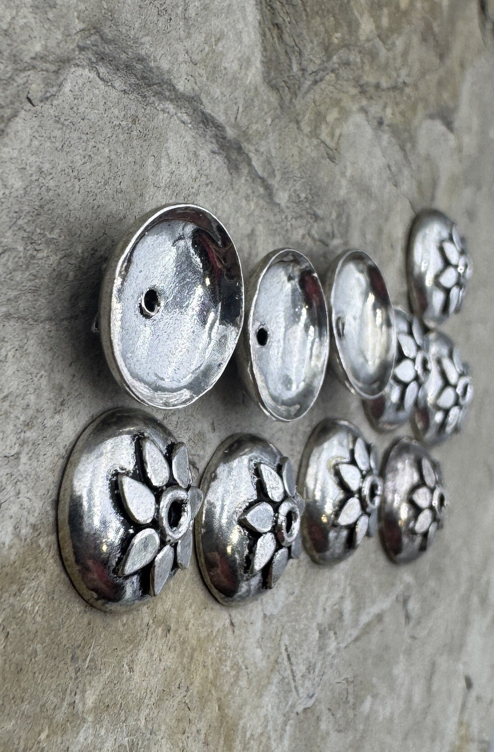 Sterling Silver Oxidized Bead Cap 12mm (Sold Per Package