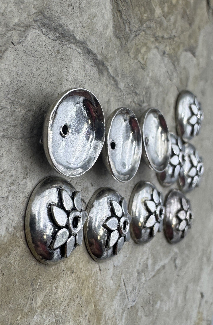 Sterling Silver Oxidized Bead Cap 12mm (Sold Per Package