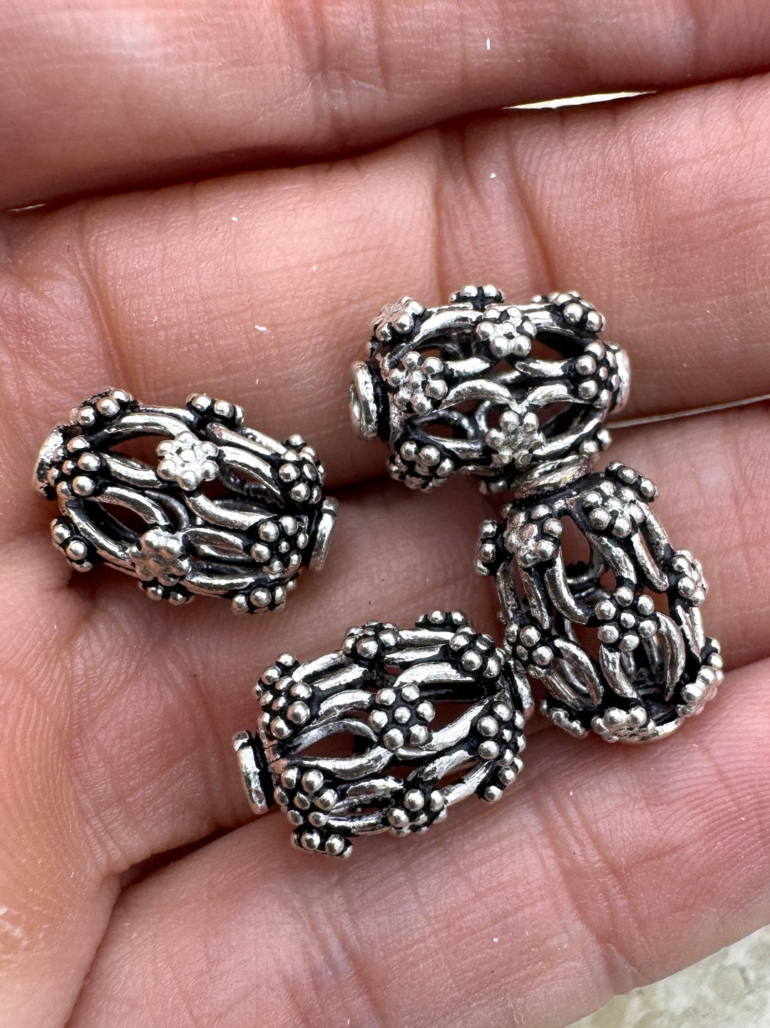 Sterling Silver Oxidized Beads 10x14mm Oval Beads Package