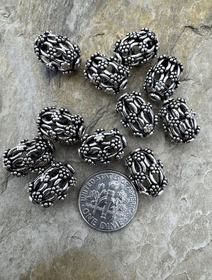 Sterling Silver Oxidized Beads 10x14mm Oval Beads Package