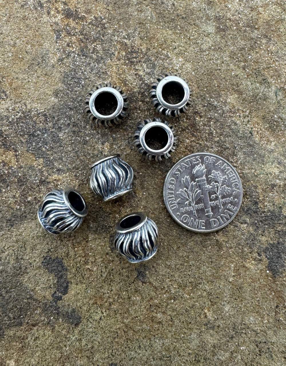 Sterling Silver Oxidized Beads 10x8mm LARGE Hole Beads