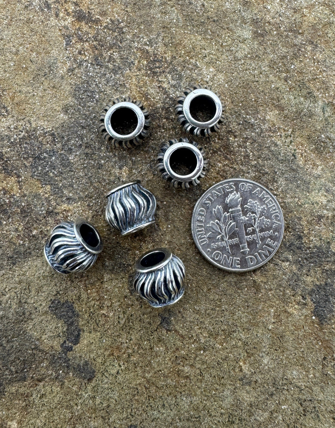 Sterling Silver Oxidized Beads 10x8mm LARGE Hole Beads