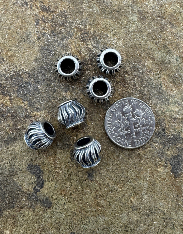 Sterling Silver Oxidized Beads 10x8mm LARGE Hole Beads