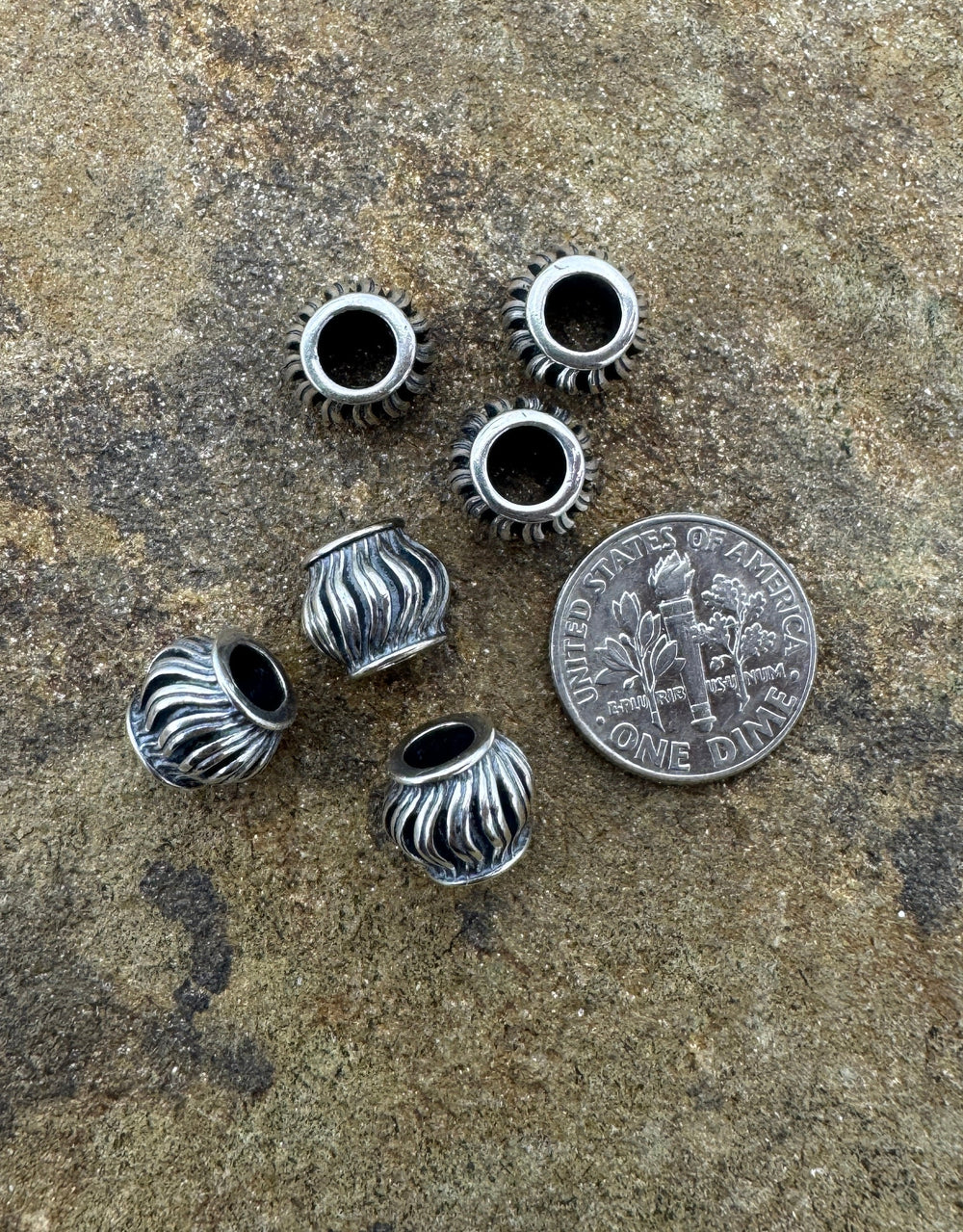Sterling Silver Oxidized Beads 10x8mm LARGE Hole Beads