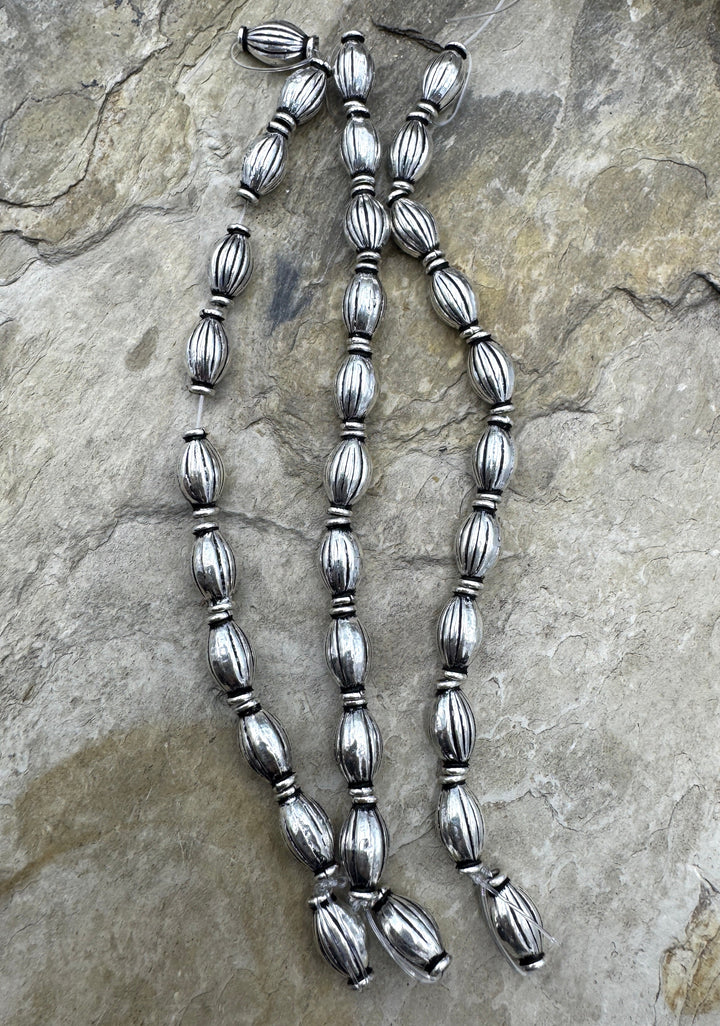 Sterling Silver Oxidized Beads 6x11mm 11 Bead Strand