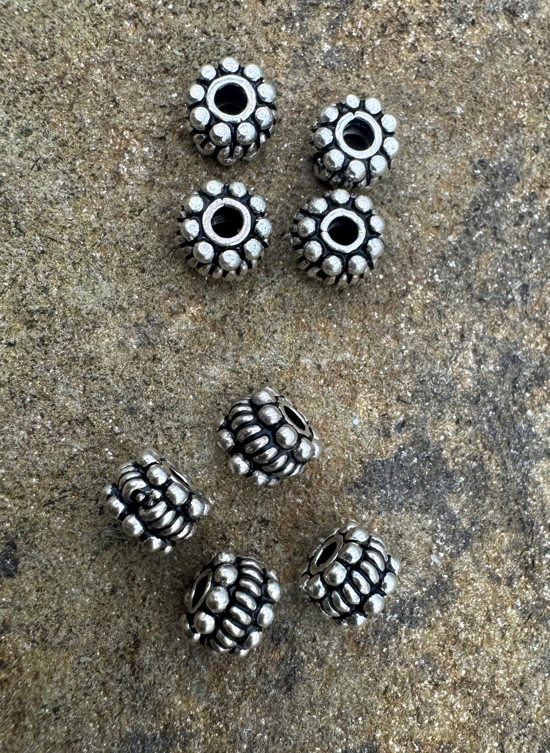 Sterling Silver Oxidized Beads 6x4mm Cylinder Shaped Beads