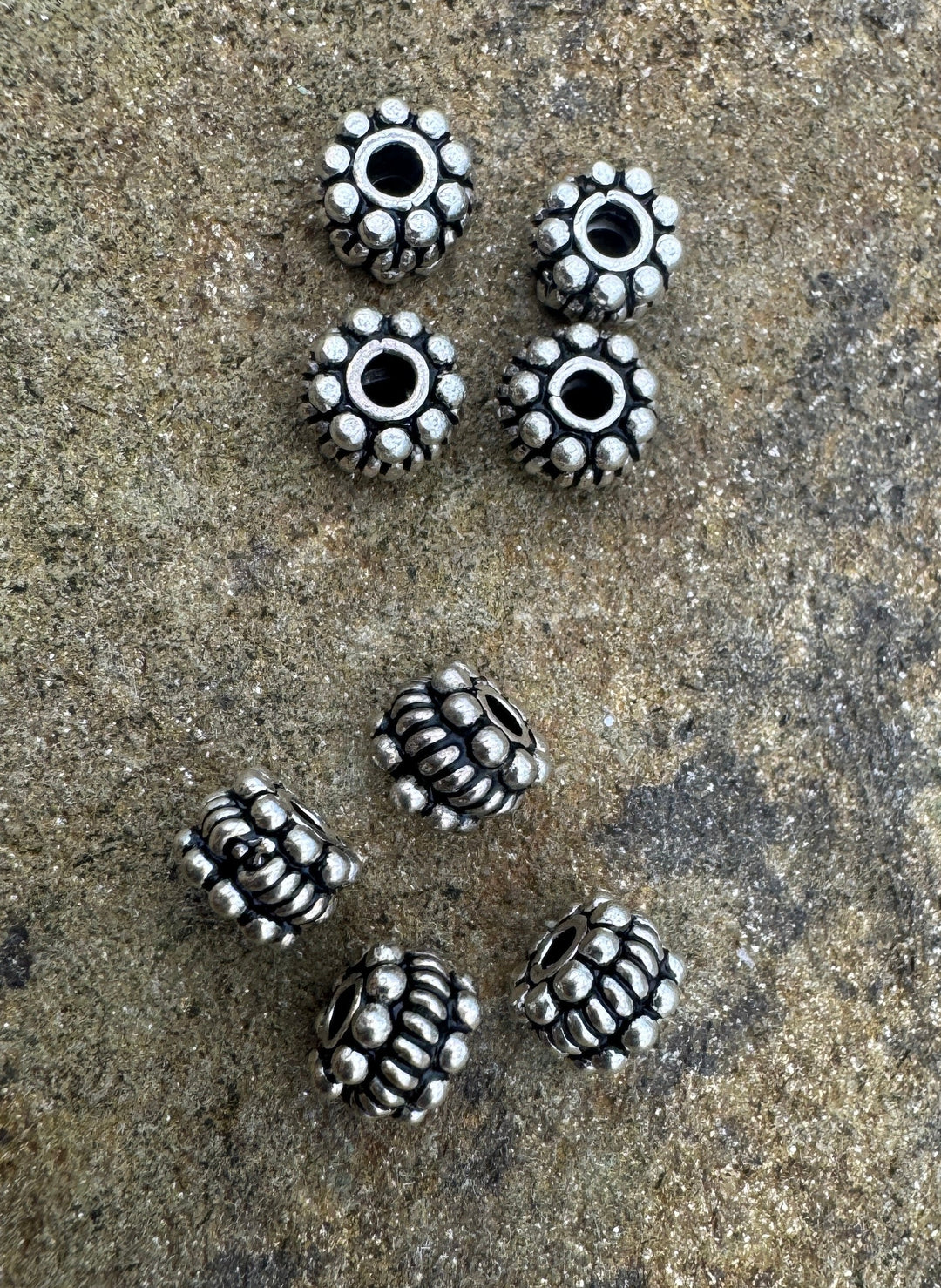 Sterling Silver Oxidized Beads 6x4mm Cylinder Shaped Beads