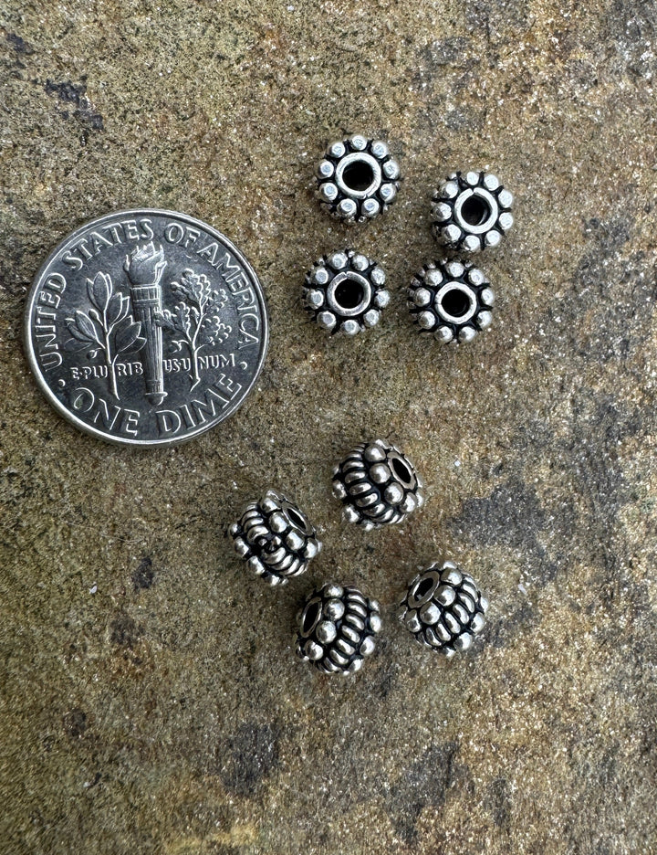 Sterling Silver Oxidized Beads 6x4mm Cylinder Shaped Beads