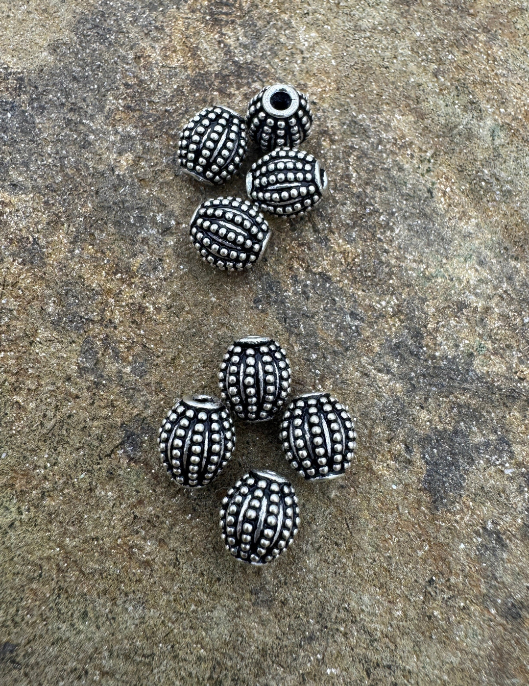 Sterling Silver Oxidized Beads 7x8mm Oval Shaped Beads