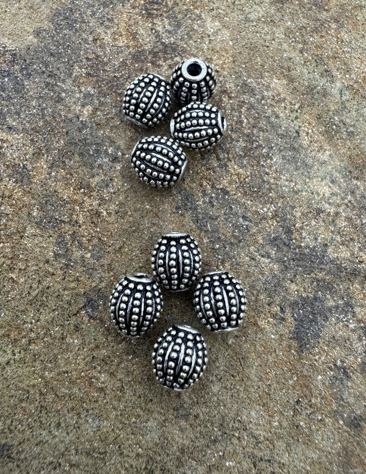 Sterling Silver Oxidized Beads 7x8mm Oval Shaped Beads
