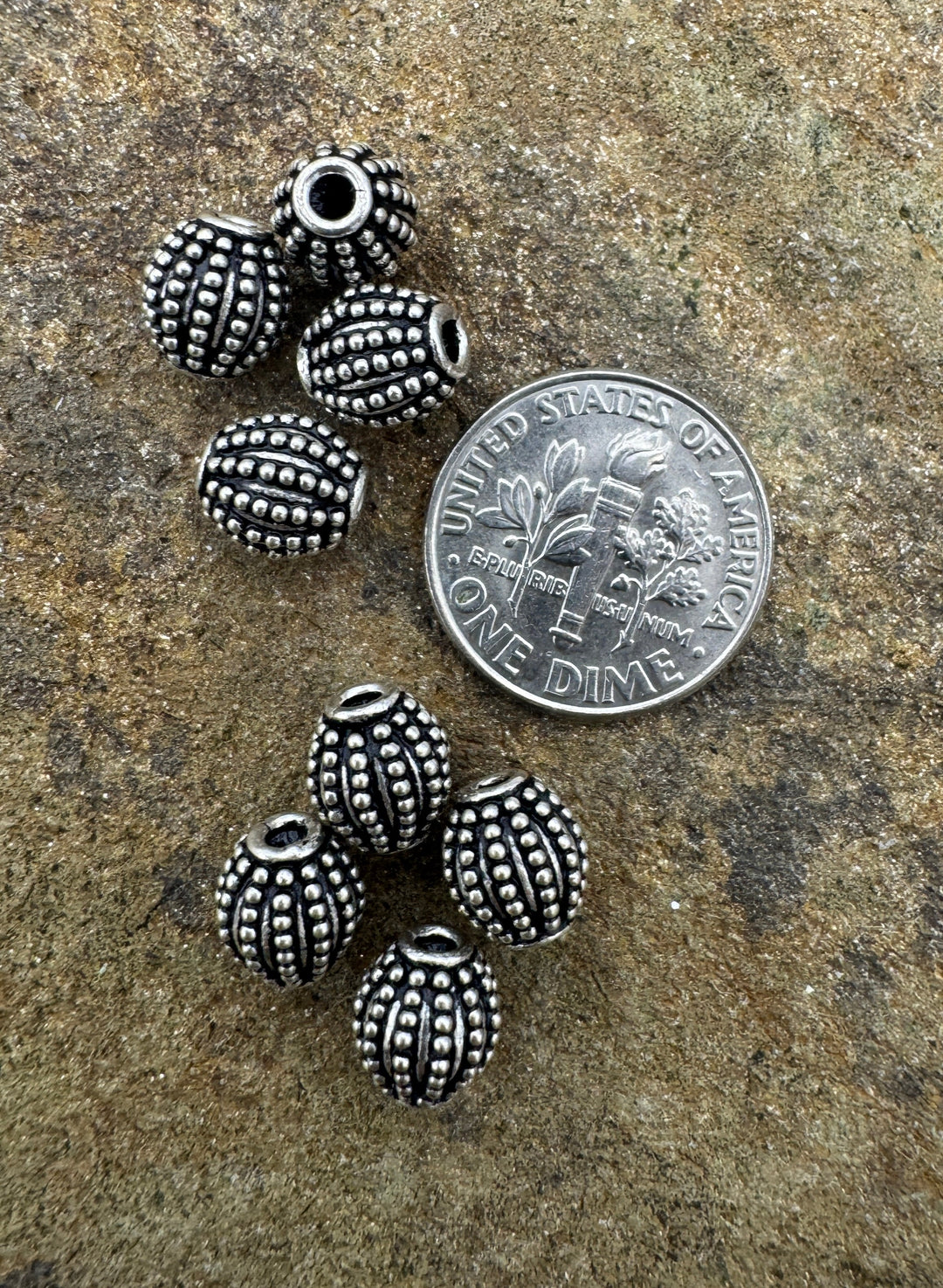 Sterling Silver Oxidized Beads 7x8mm Oval Shaped Beads