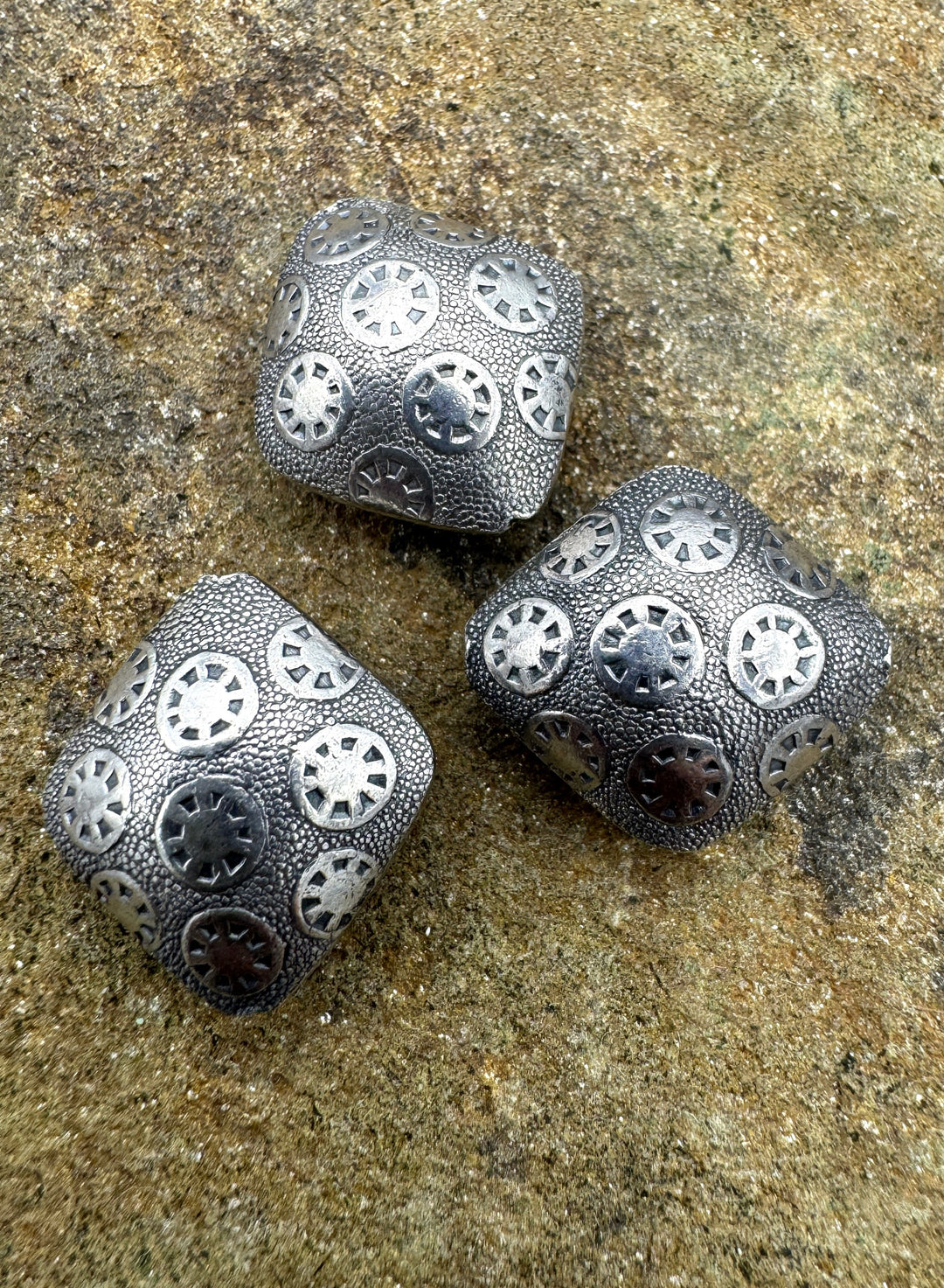 Sterling Silver Oxidized Beads BIG 18mm Puffed Diamond
