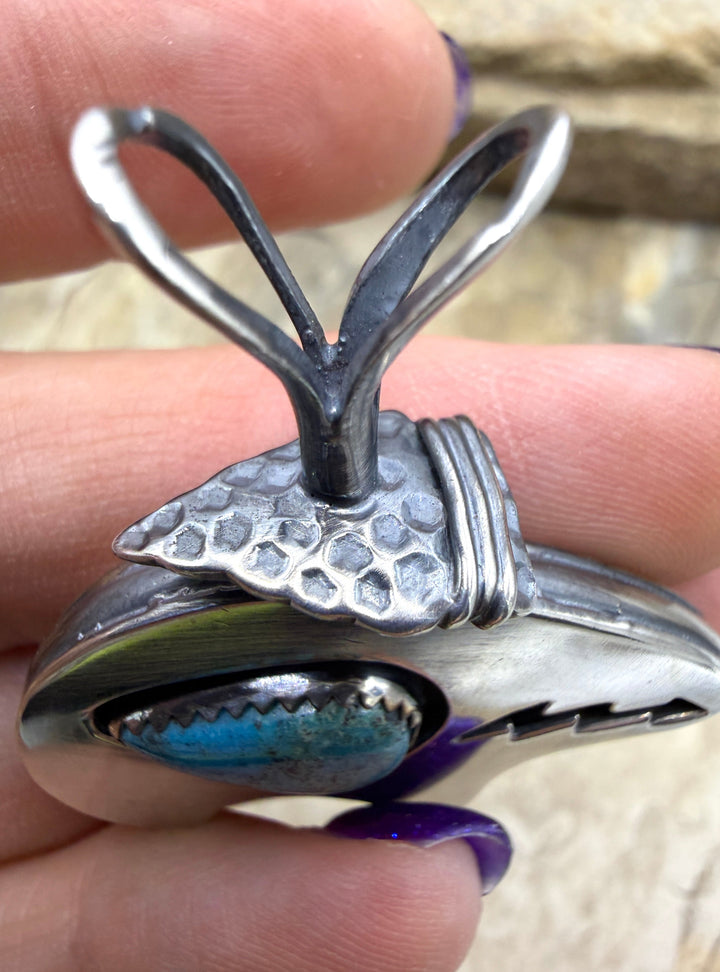 Sterling Silver Oxidized Bear Shadowbox Pendant