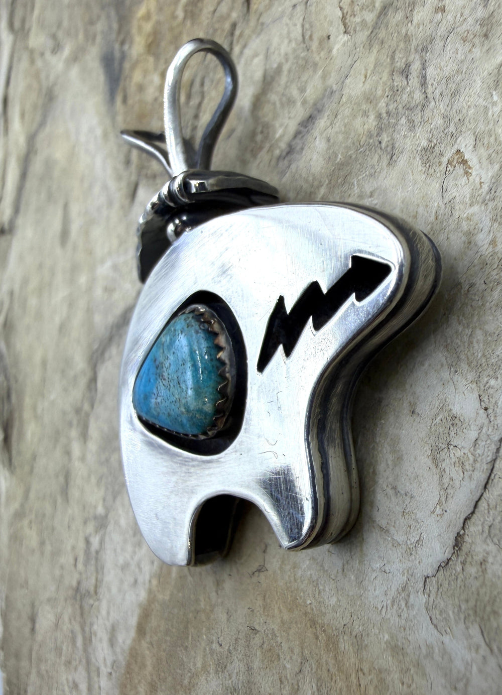 Sterling Silver Oxidized Bear Shadowbox Pendant