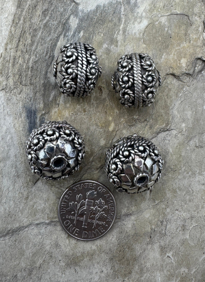 Sterling Silver Oxidized BIG HEAVY Rondelle Beads 17x15mm