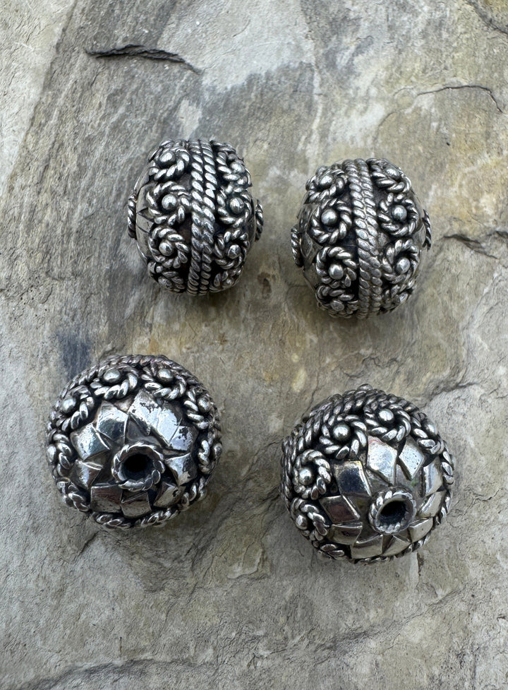 Sterling Silver Oxidized BIG HEAVY Rondelle Beads 17x15mm