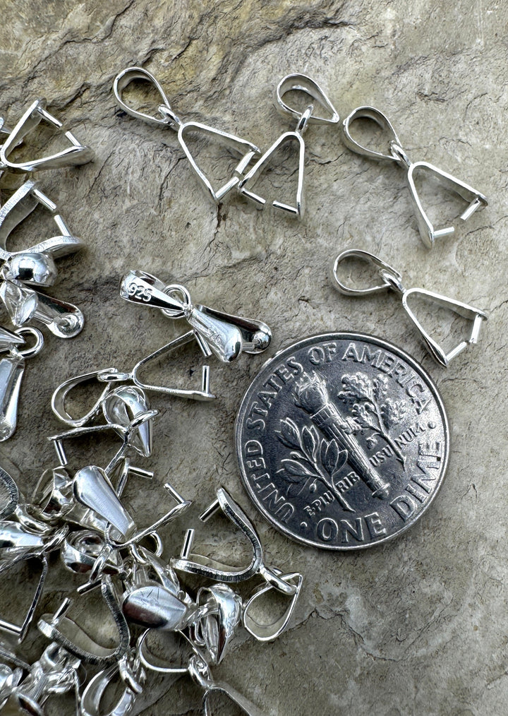 Sterling Silver Pinch Bail 3x13mm Package of 3 Bails