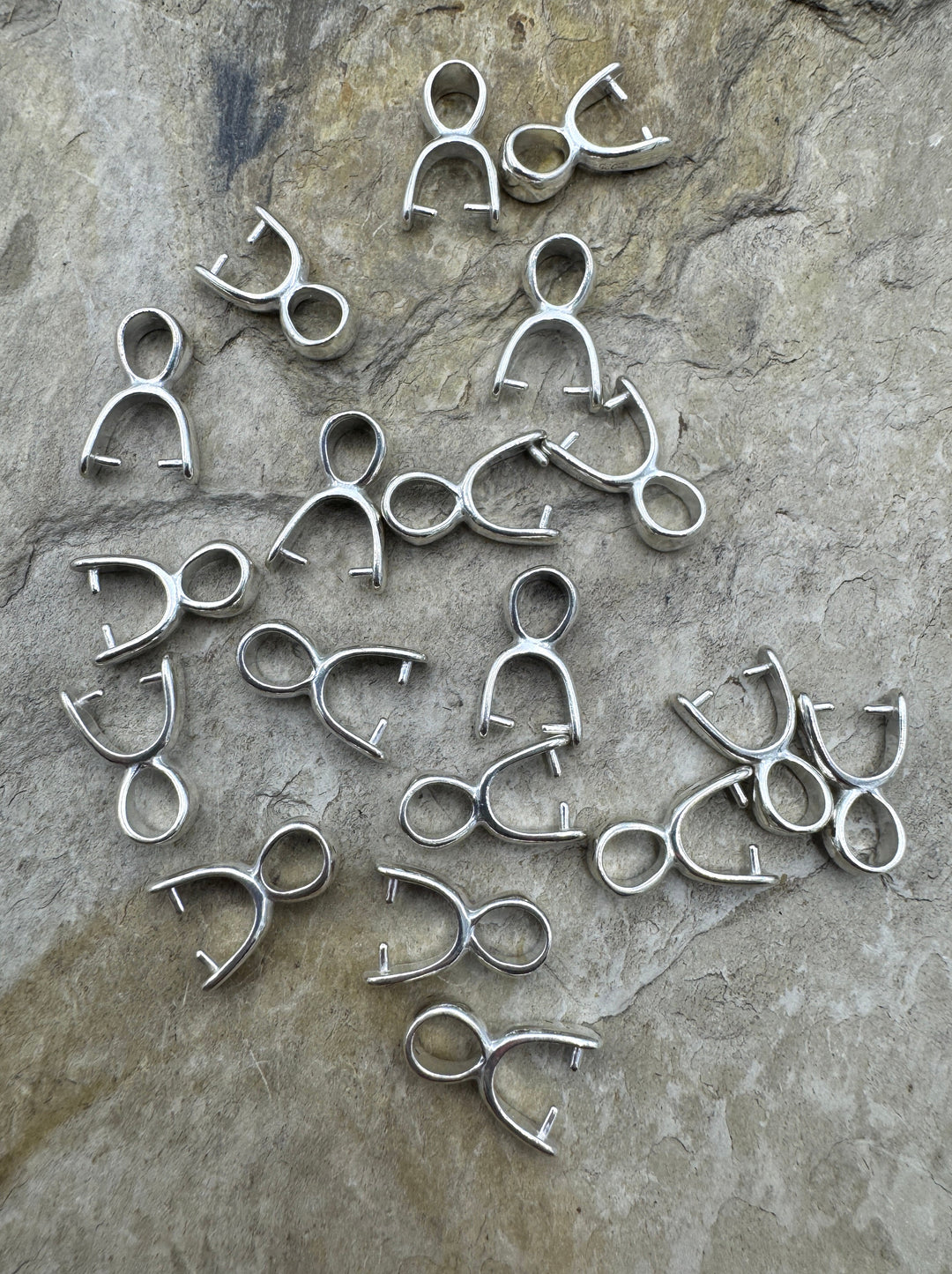 Sterling Silver Pinch Bail 4x14mm Package of 3 Bails