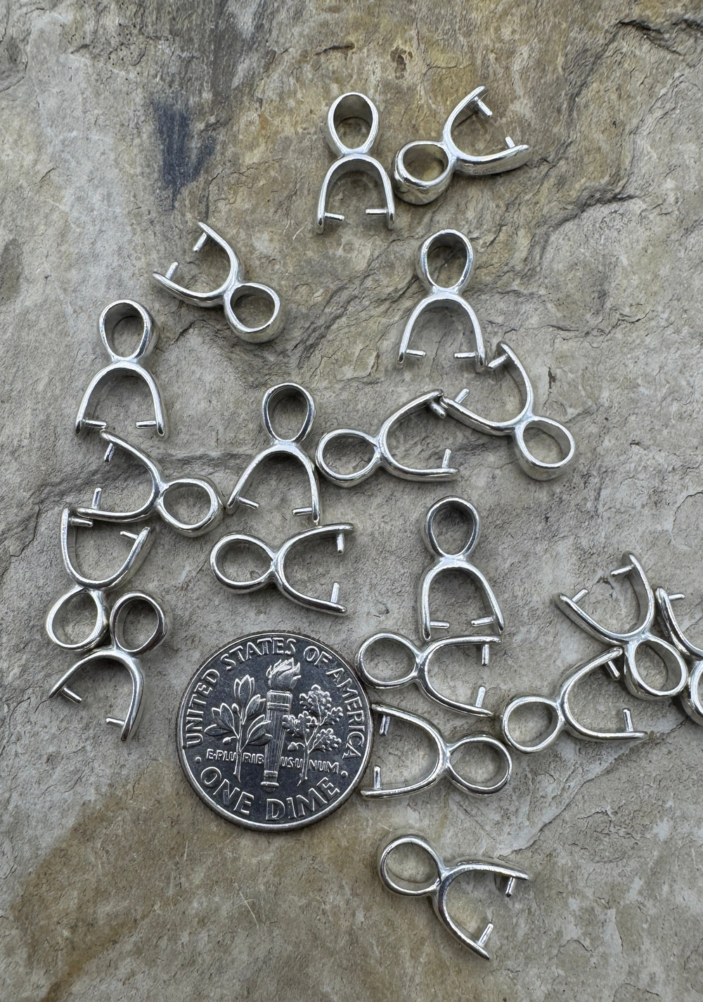 Sterling Silver Pinch Bail 4x14mm Package of 3 Bails