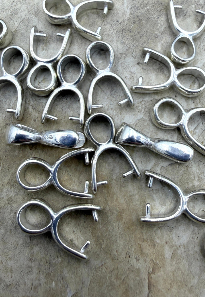 Sterling Silver Pinch Bail 4x14mm Package of 3 Bails