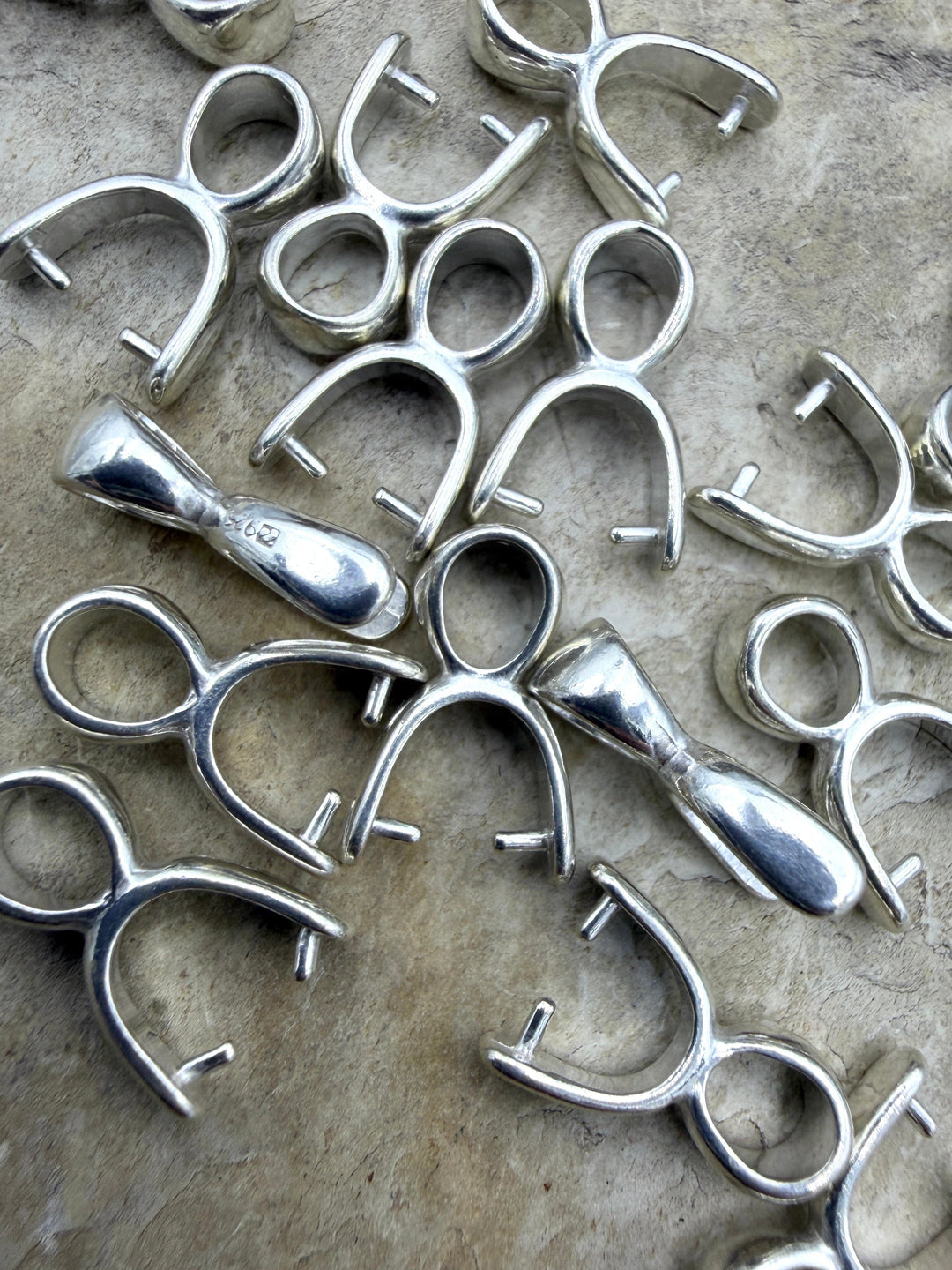 Sterling Silver Pinch Bail 4x14mm Package of 3 Bails