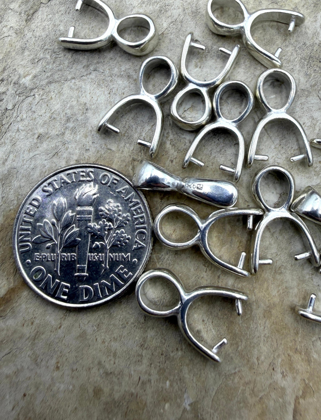 Sterling Silver Pinch Bail 4x14mm Package of 3 Bails