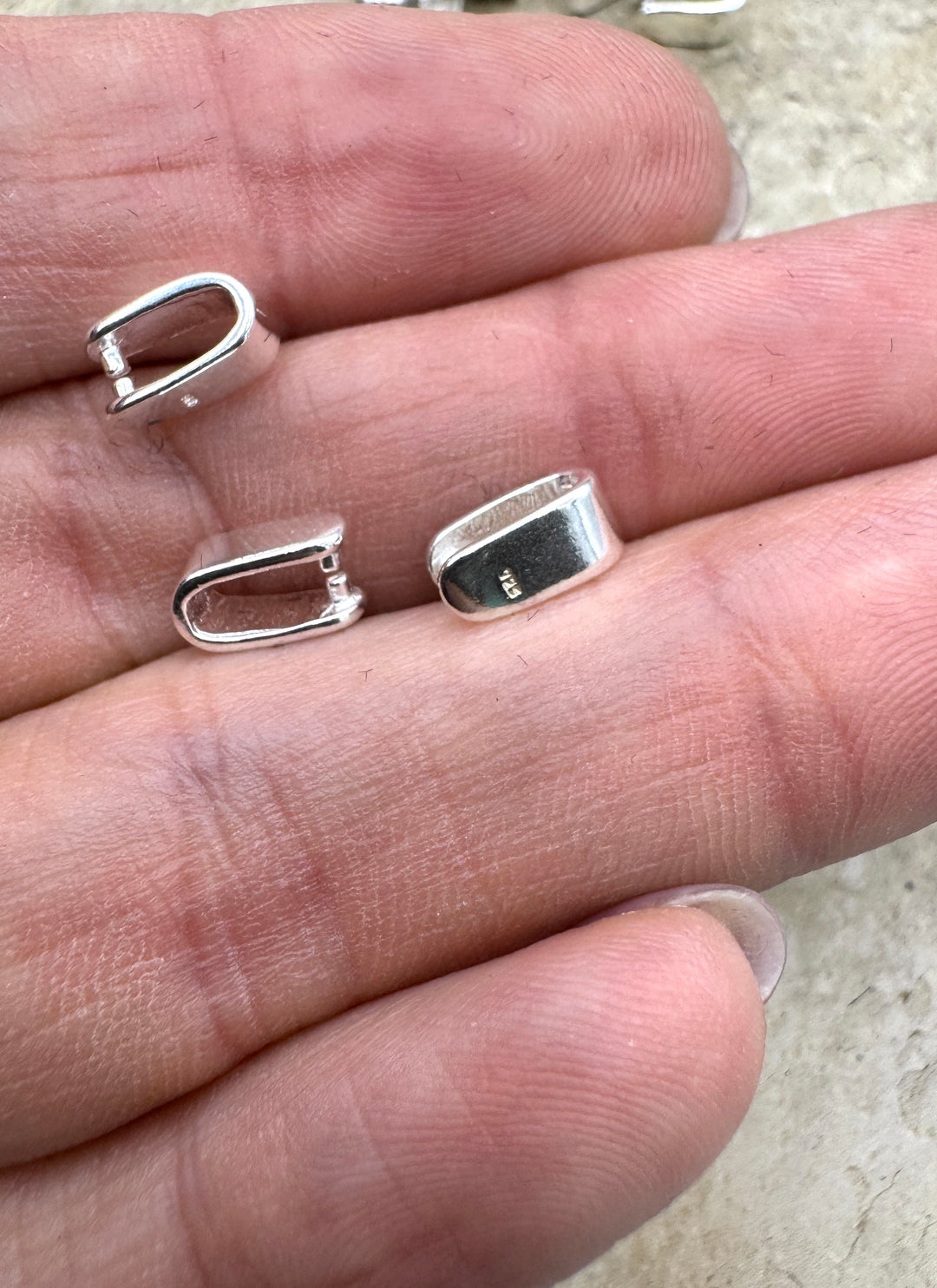 Sterling Silver Pinch Bail 4x9mm Package of 3 Bails Findings