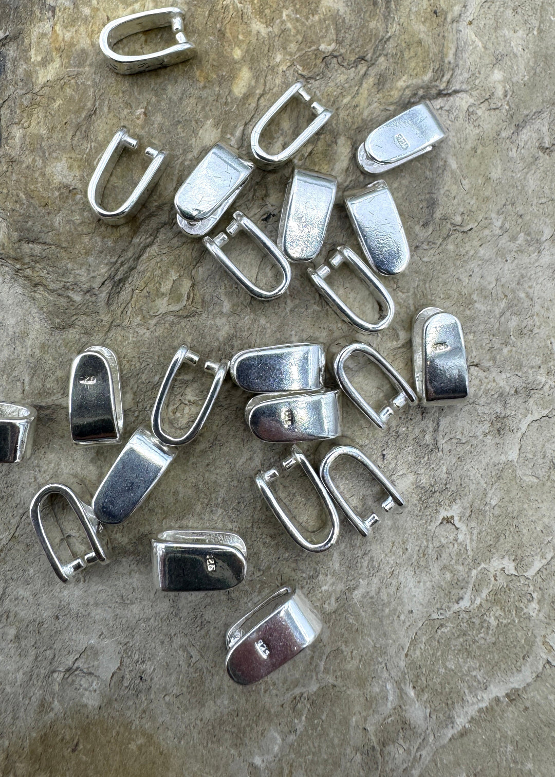 Sterling Silver Pinch Bail 4x9mm Package of 3 Bails Findings