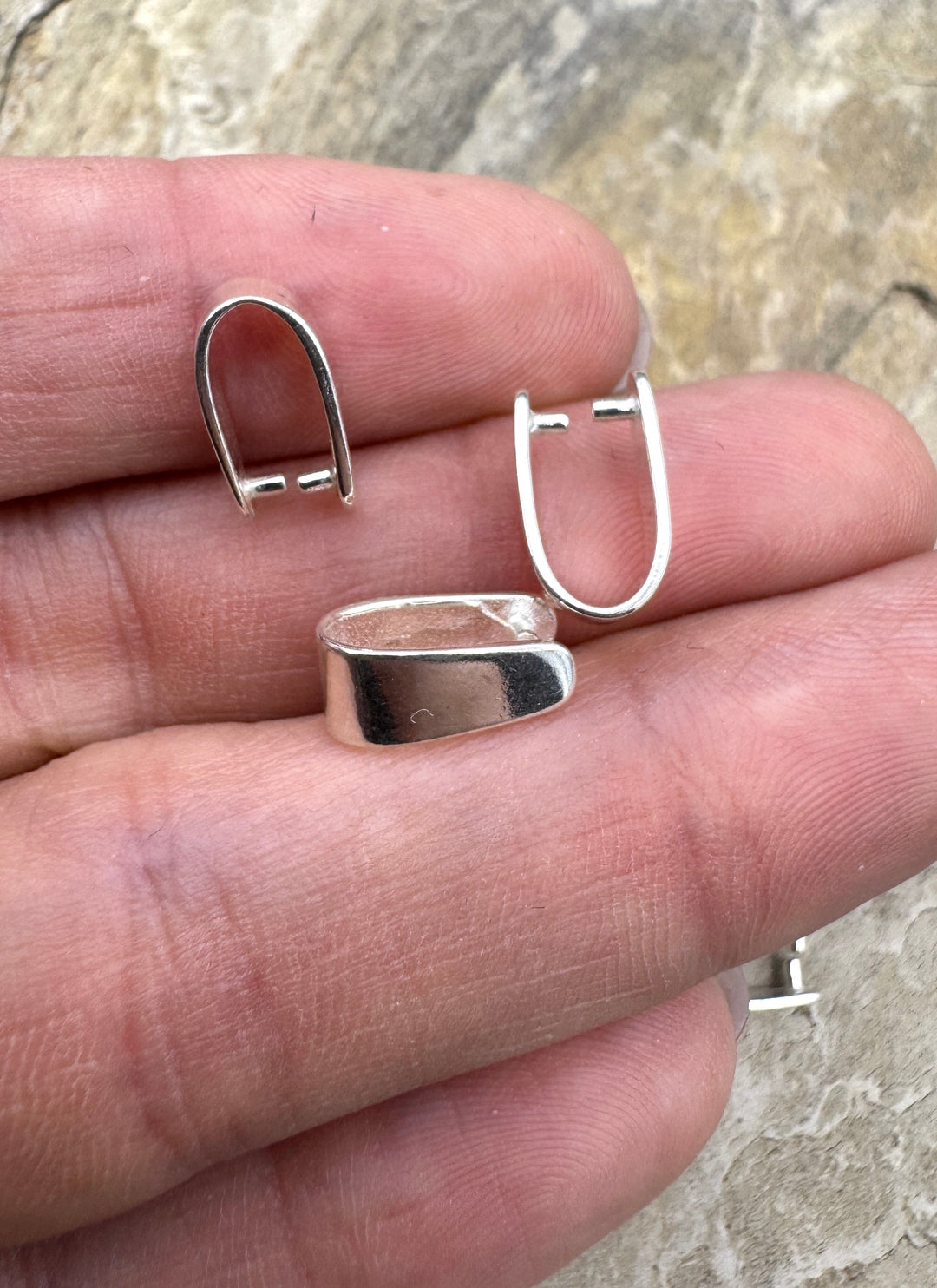 Sterling Silver Pinch Bail 5x11mm Package of 3 Bails