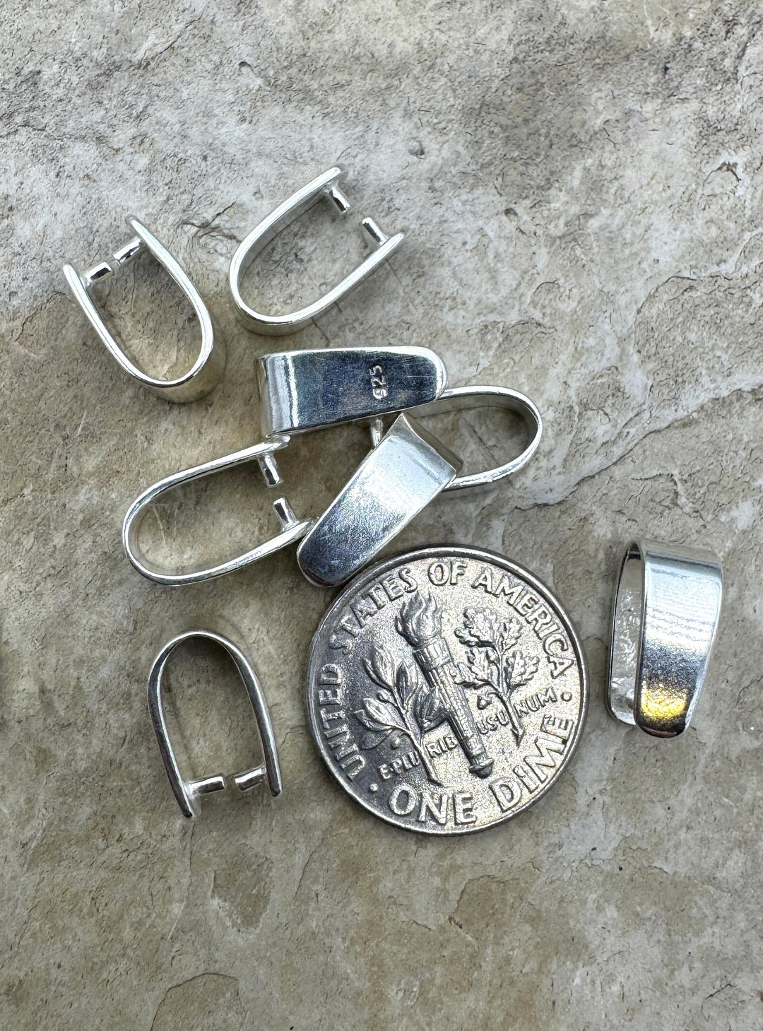 Sterling Silver Pinch Bail 5x11mm Package of 3 Bails