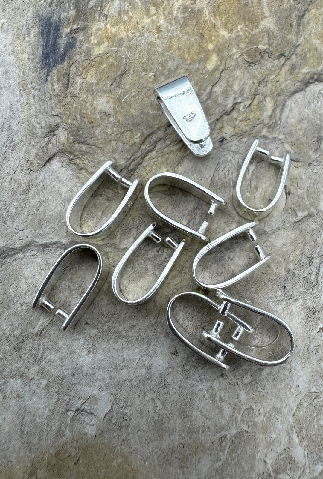 Sterling Silver Pinch Bail 5x11mm Package of 3 Bails