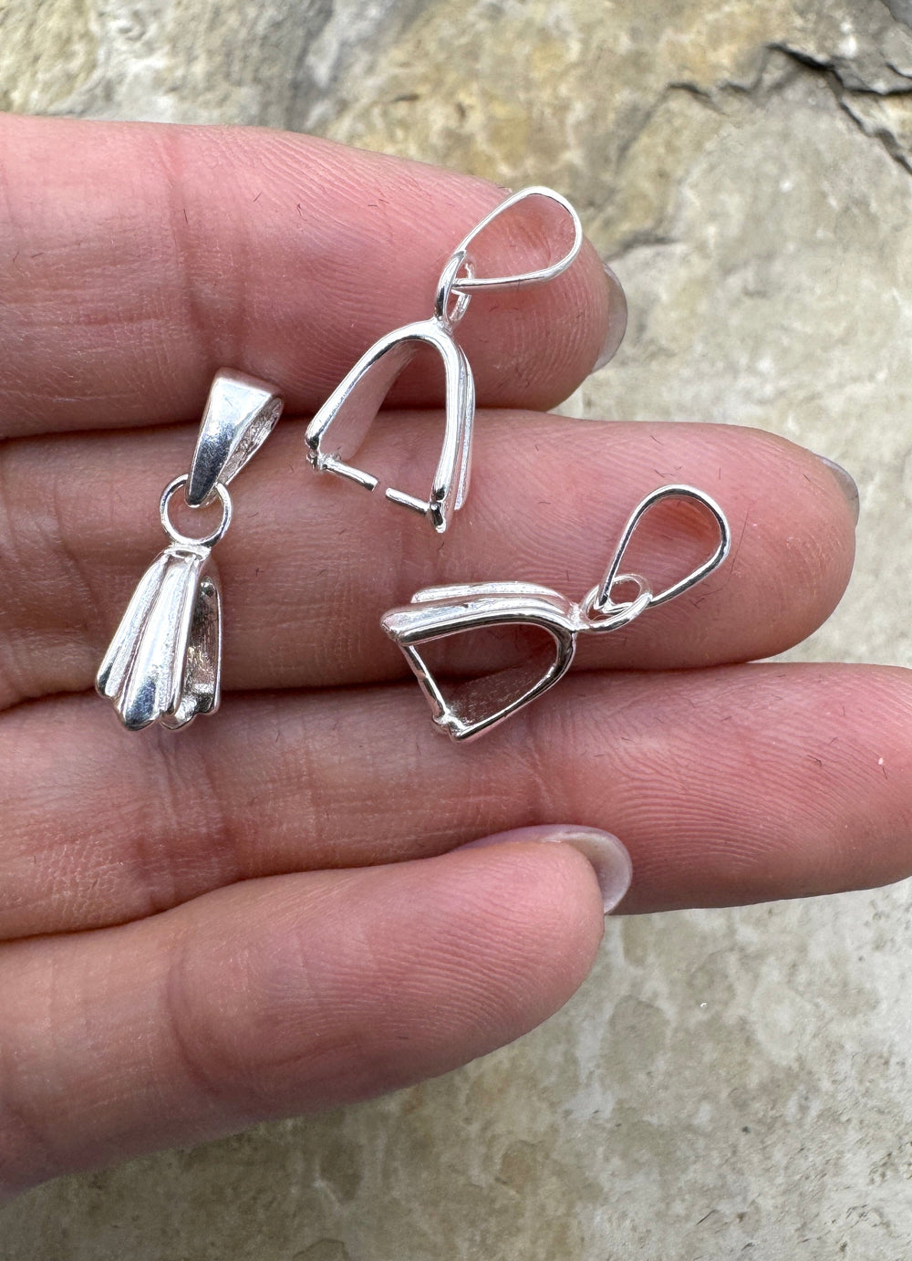 Sterling Silver Pinch Bail 5x20mm Package of 3 Bails