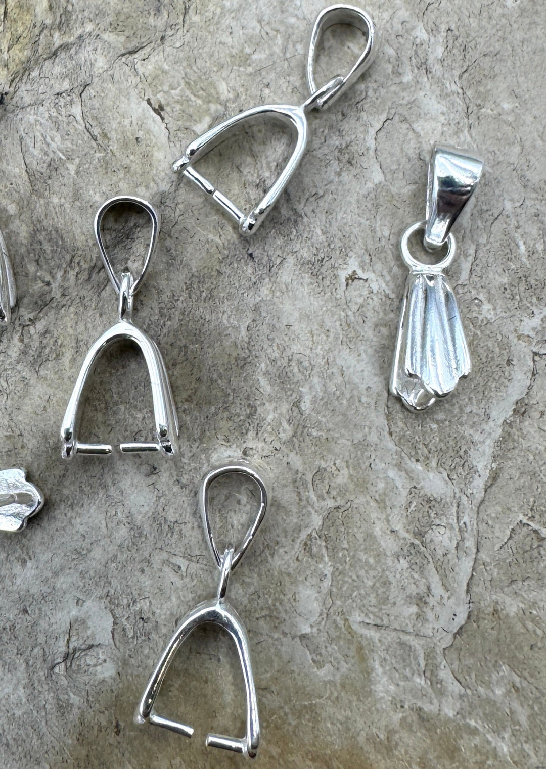 Sterling Silver Pinch Bail 5x20mm Package of 3 Bails