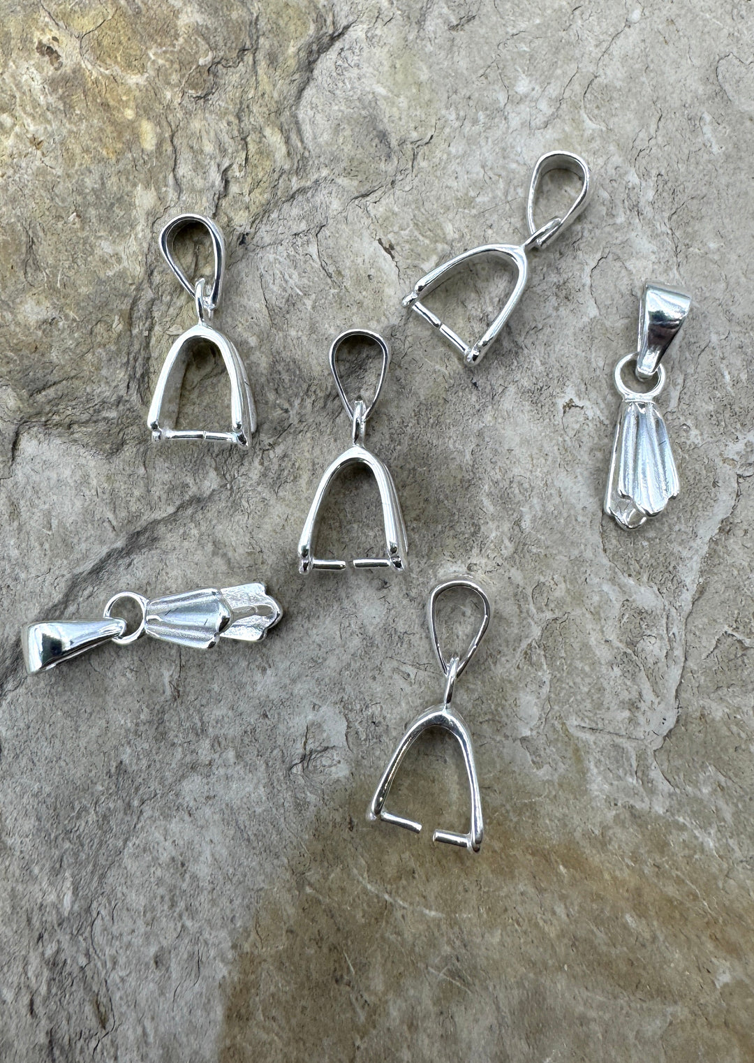 Sterling Silver Pinch Bail 5x20mm Package of 3 Bails