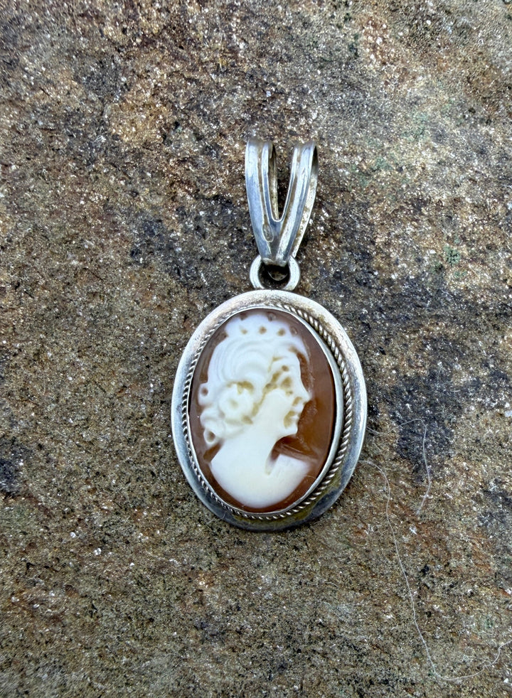 Sterling Silver Small Shell Cameo Pendant 13x28mm - Jewelry
